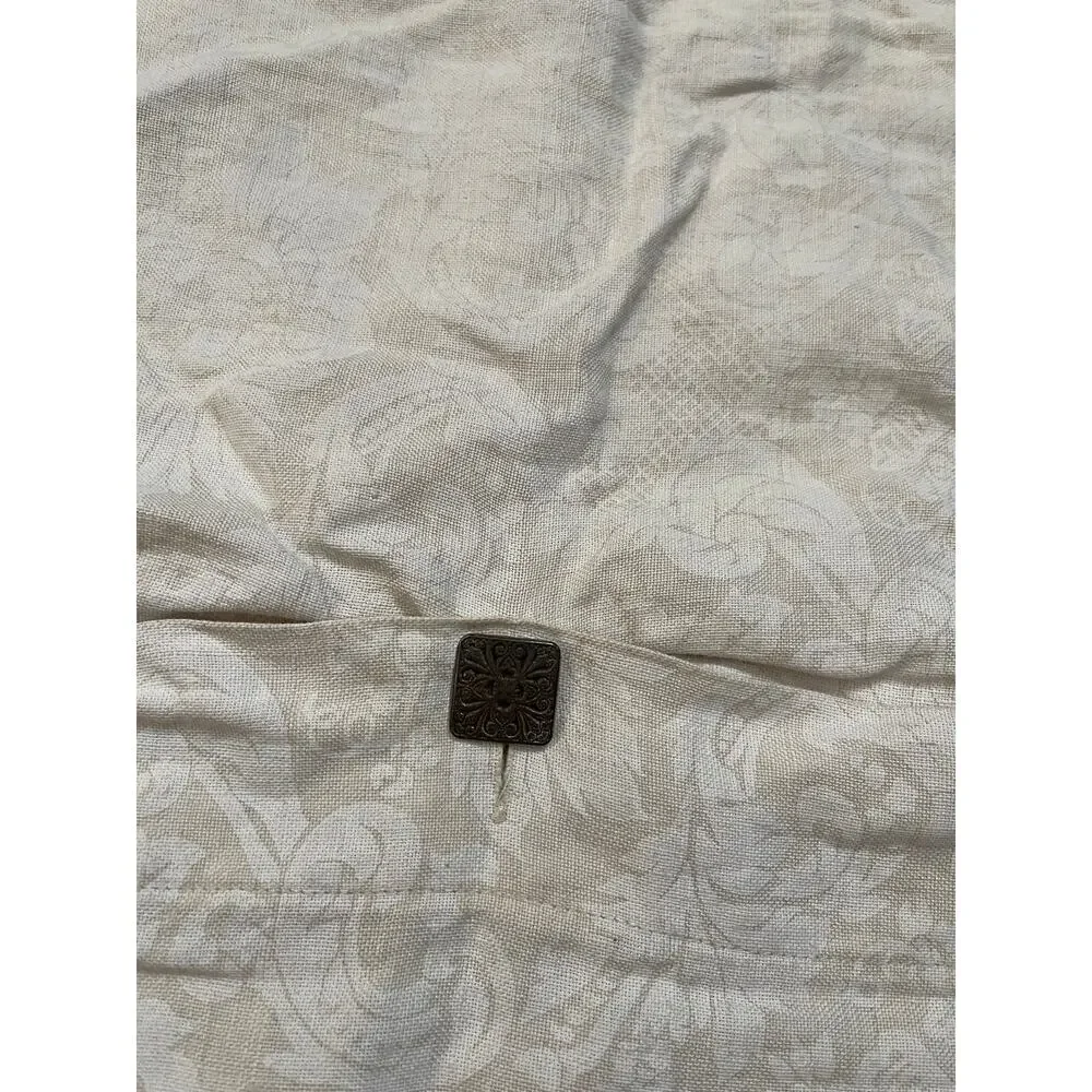 Vintage Rachel Ashwell Shabby Chic 100% Linen Ruffle Embossed Print Pillowcases